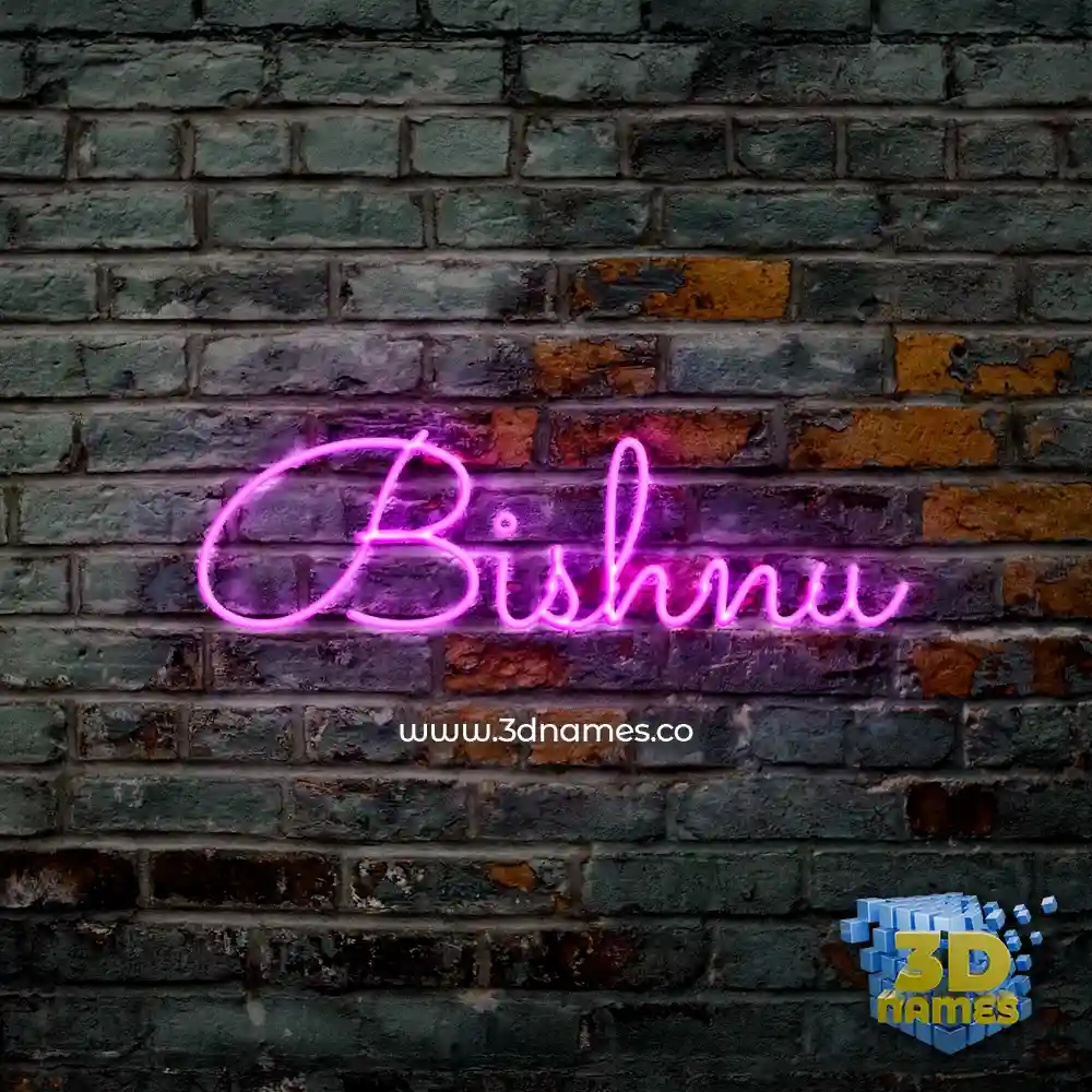 bishnu in Pink Neon style - 3D name wallpaper