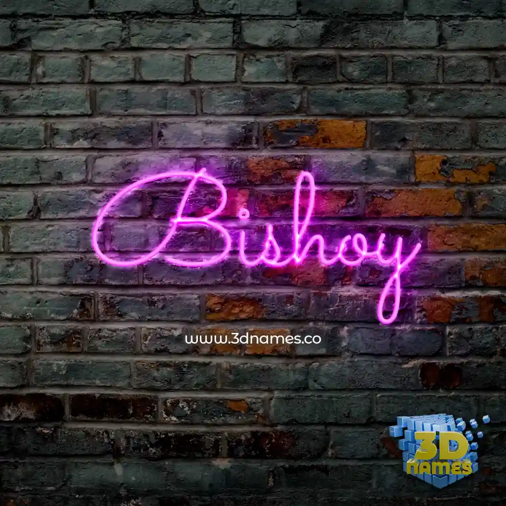 bishoy in Pink Neon style - 3D name wallpaper