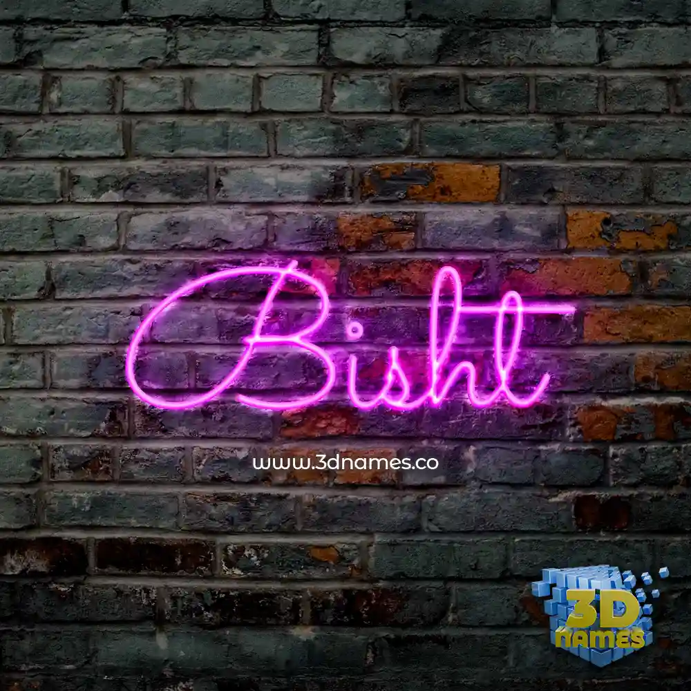 bisht in Pink Neon style - 3D name wallpaper