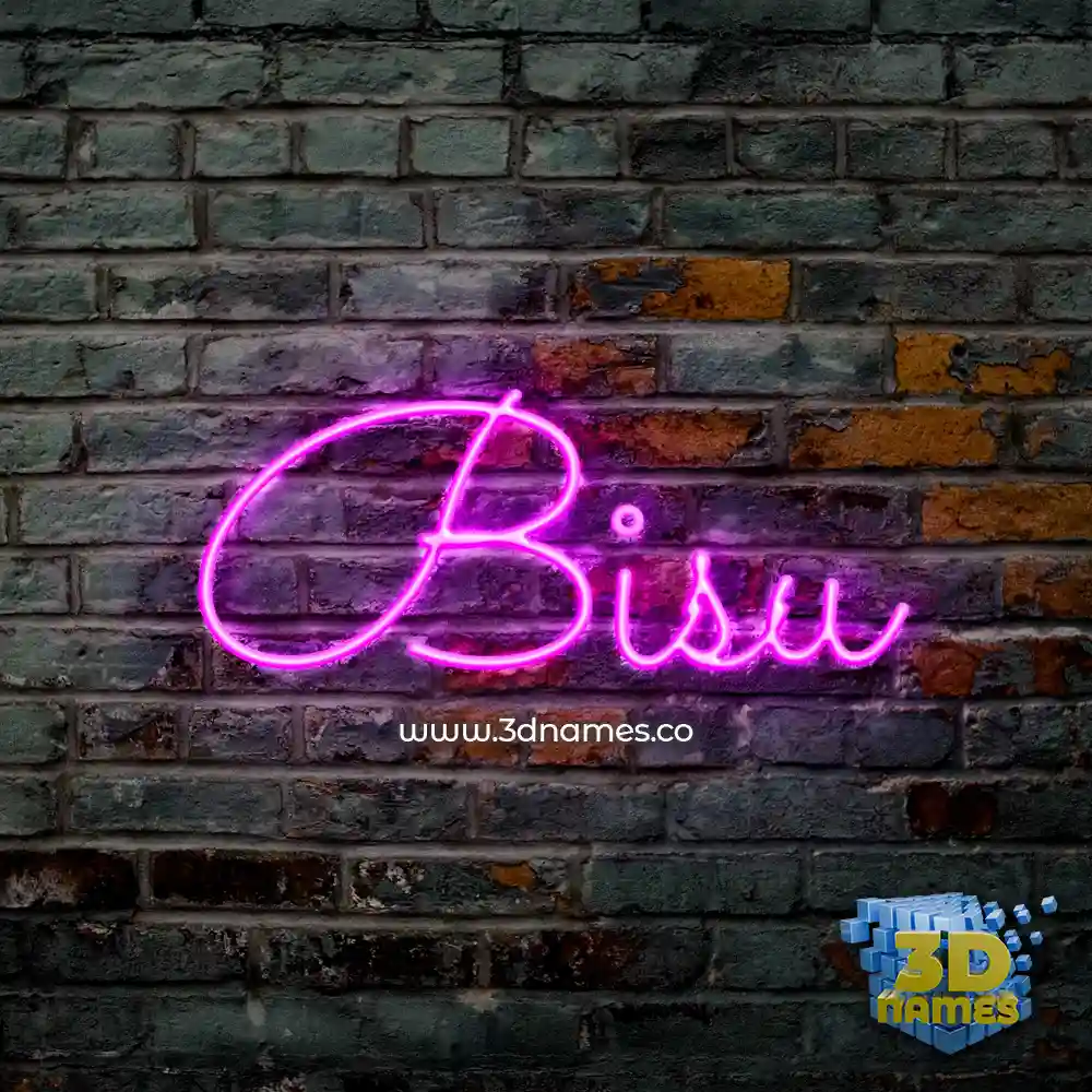 bisu in Pink Neon style - 3D name wallpaper