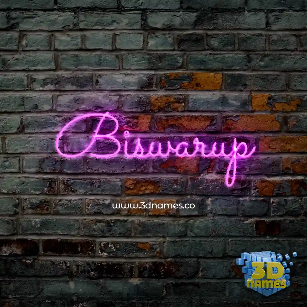 biswarup in Pink Neon style - 3D name wallpaper