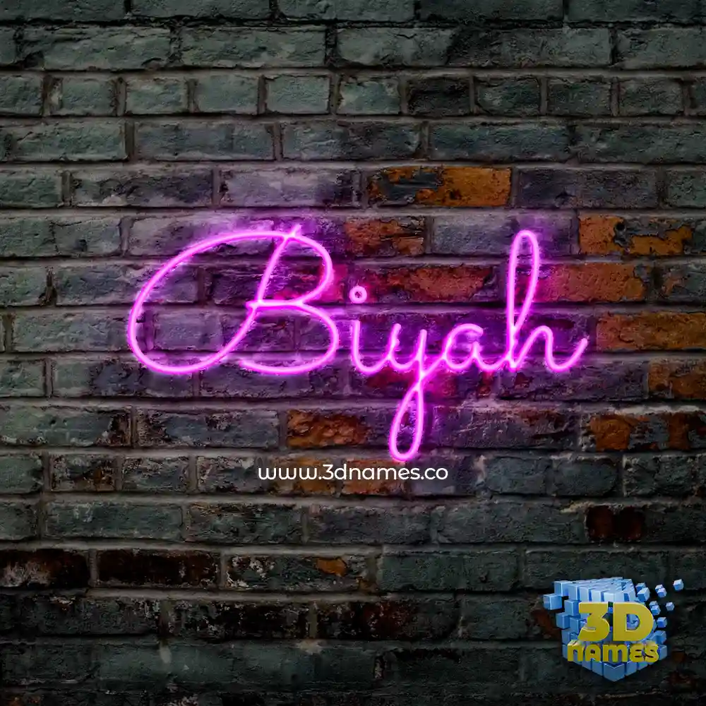 biyah in Pink Neon style - 3D name wallpaper