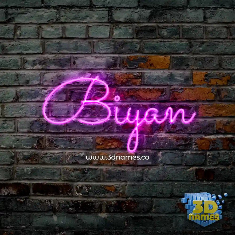 biyan in Pink Neon style - 3D name wallpaper