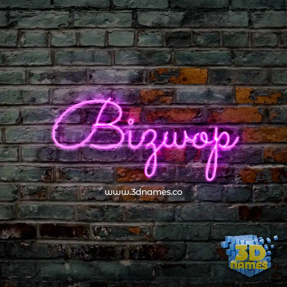 bizwop in Pink Neon style - 3D name wallpaper