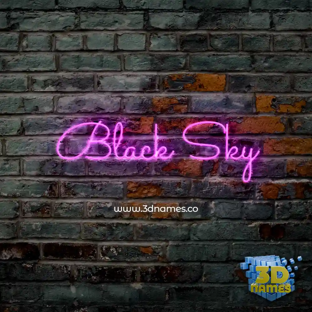 black sky in Pink Neon style - 3D name wallpaper