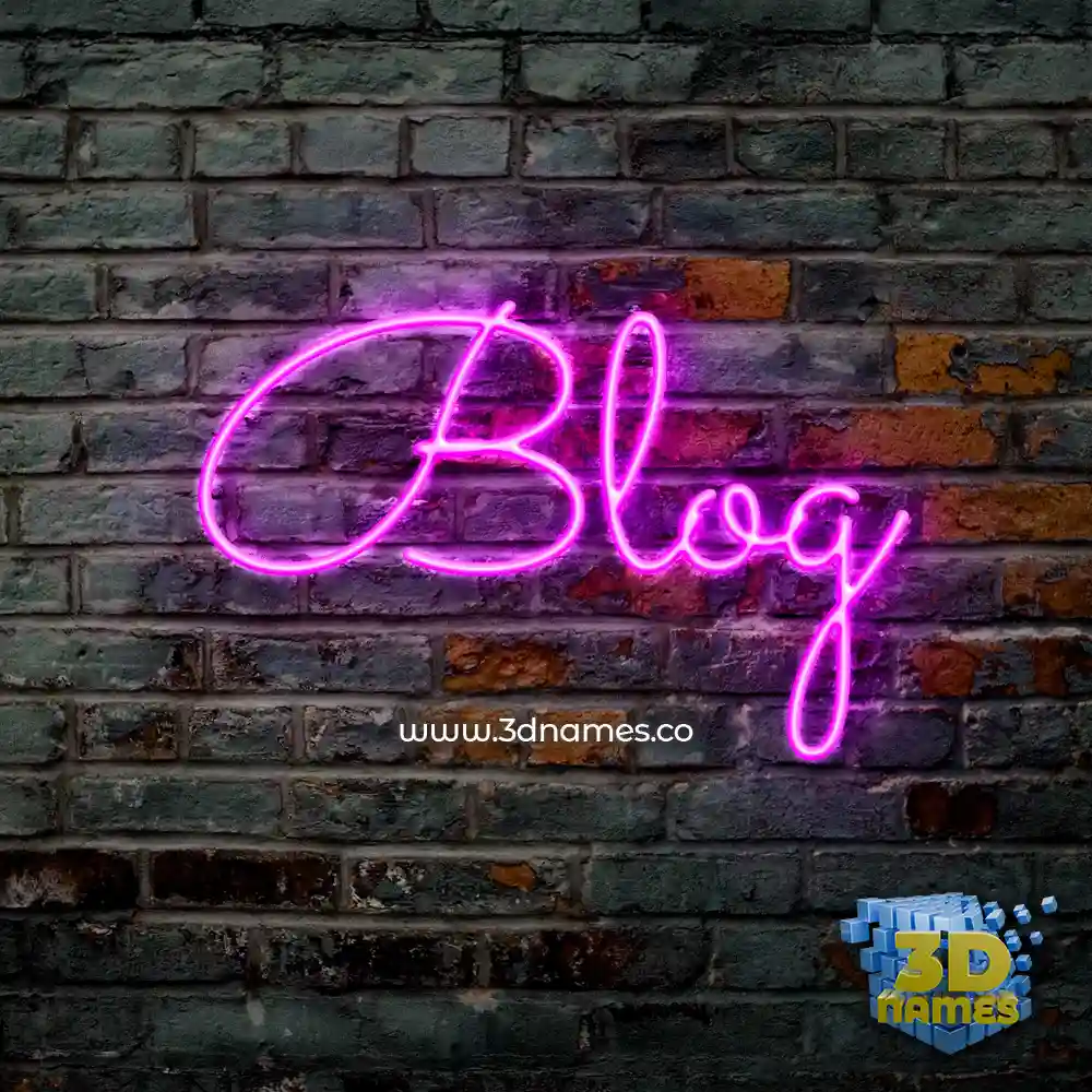 blog in Pink Neon style - 3D name wallpaper