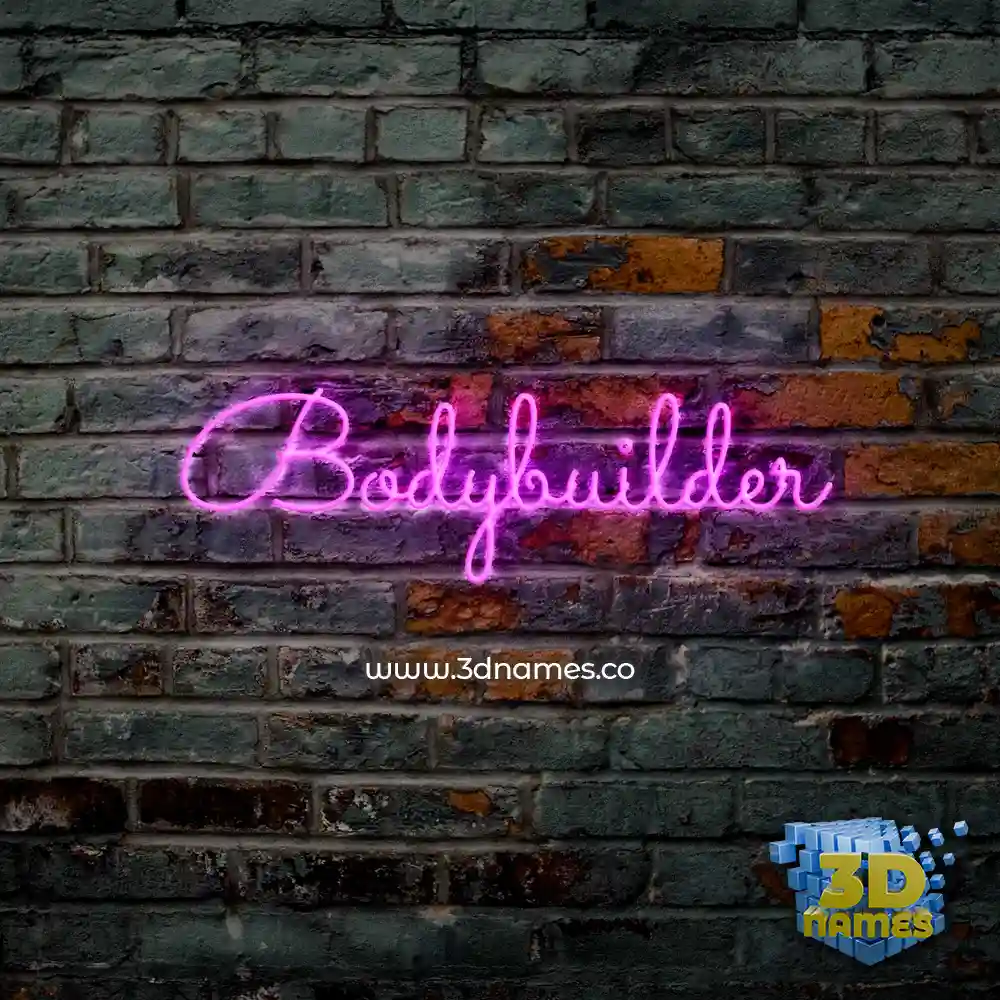 bodybuilder in Pink Neon style - 3D name wallpaper