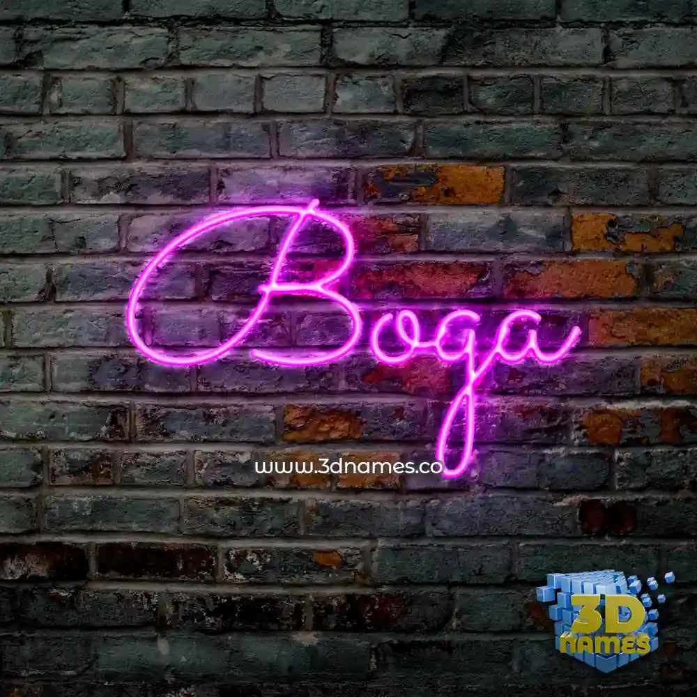 boga in Pink Neon style - 3D name wallpaper