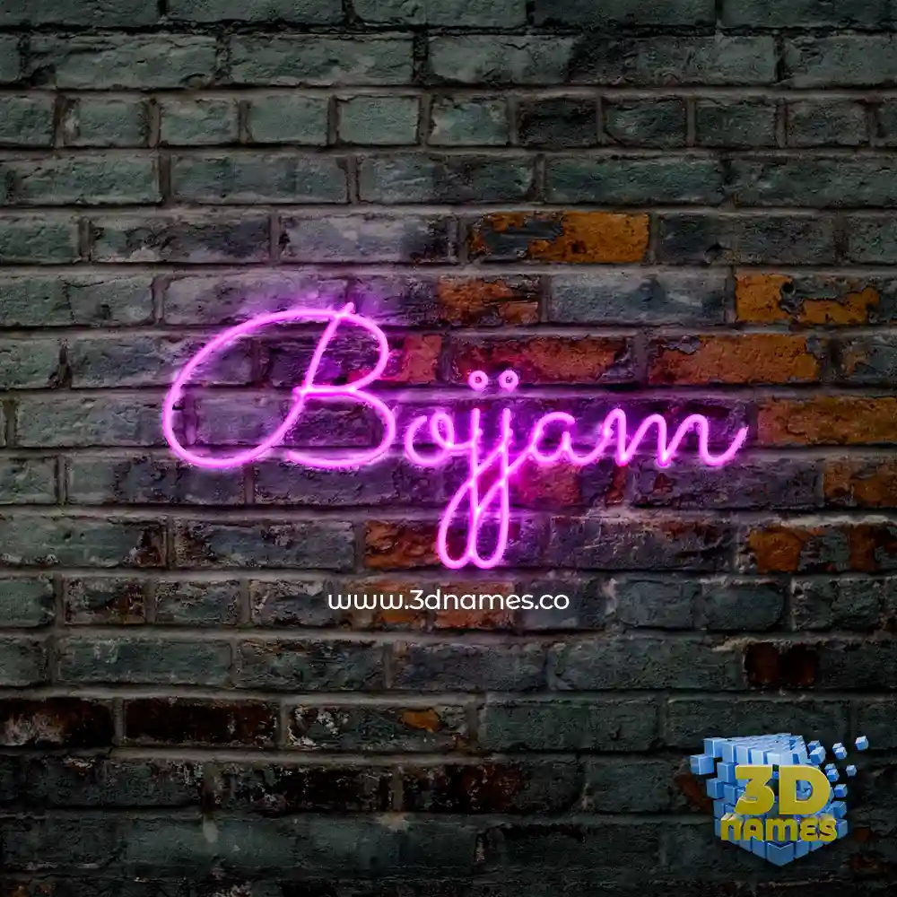 bojjam in Pink Neon style - 3D name wallpaper