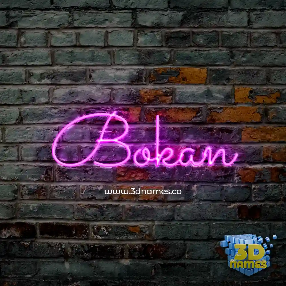 bokan in Pink Neon style - 3D name wallpaper