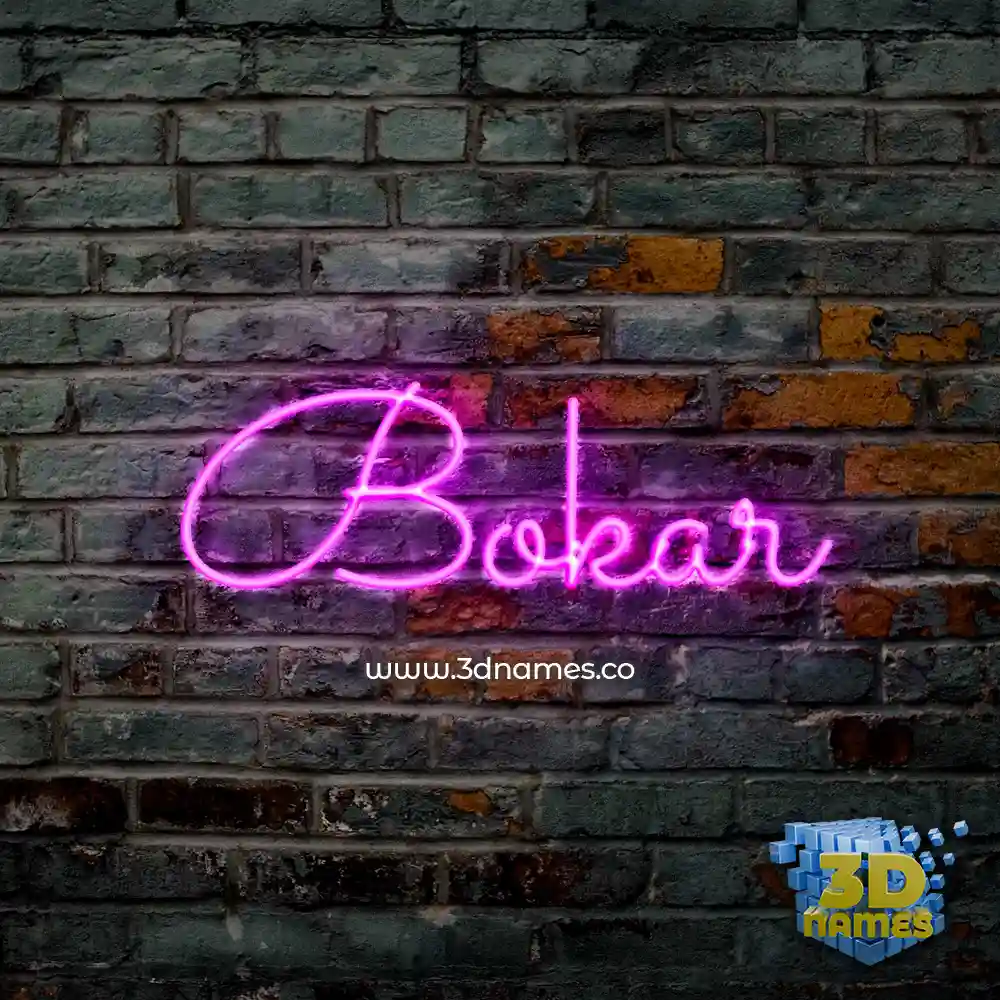 bokar in Pink Neon style - 3D name wallpaper