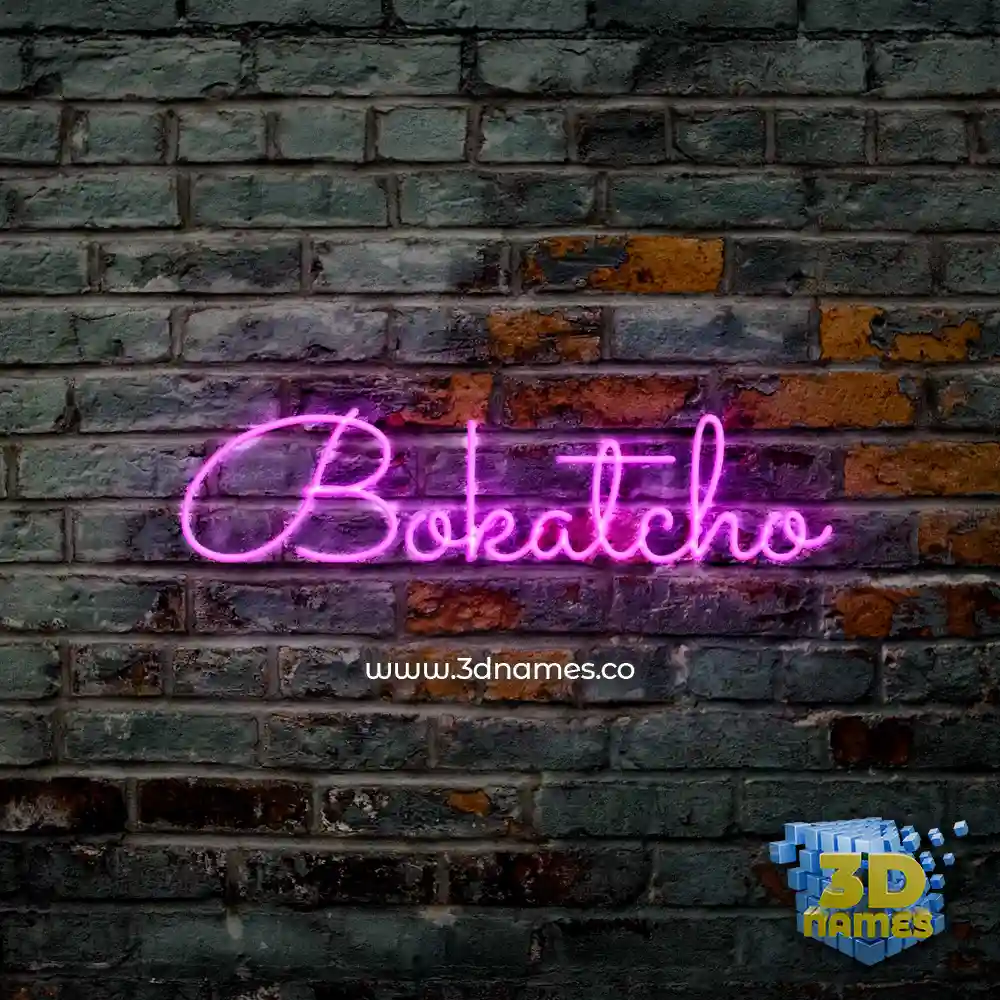 bokatcho in Pink Neon style - 3D name wallpaper
