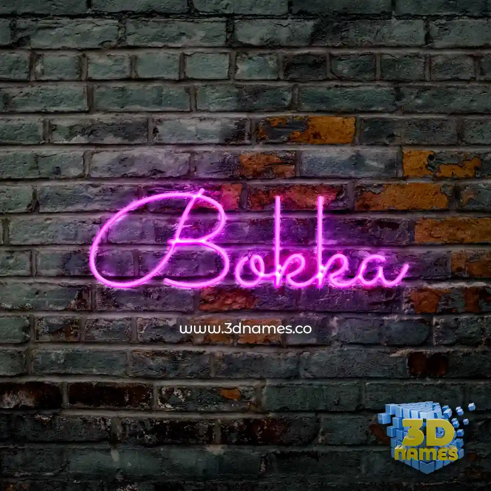 bokka in Pink Neon style - 3D name wallpaper