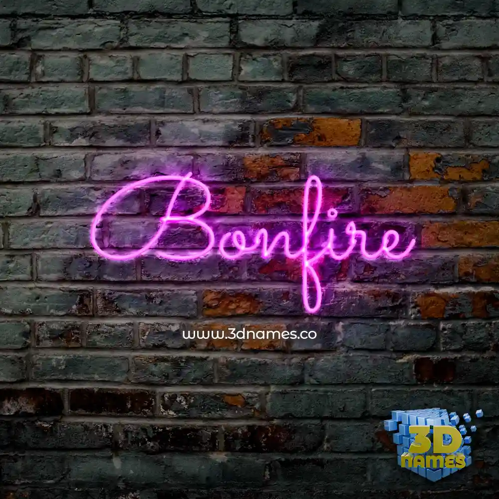 bonfire in Pink Neon style - 3D name wallpaper