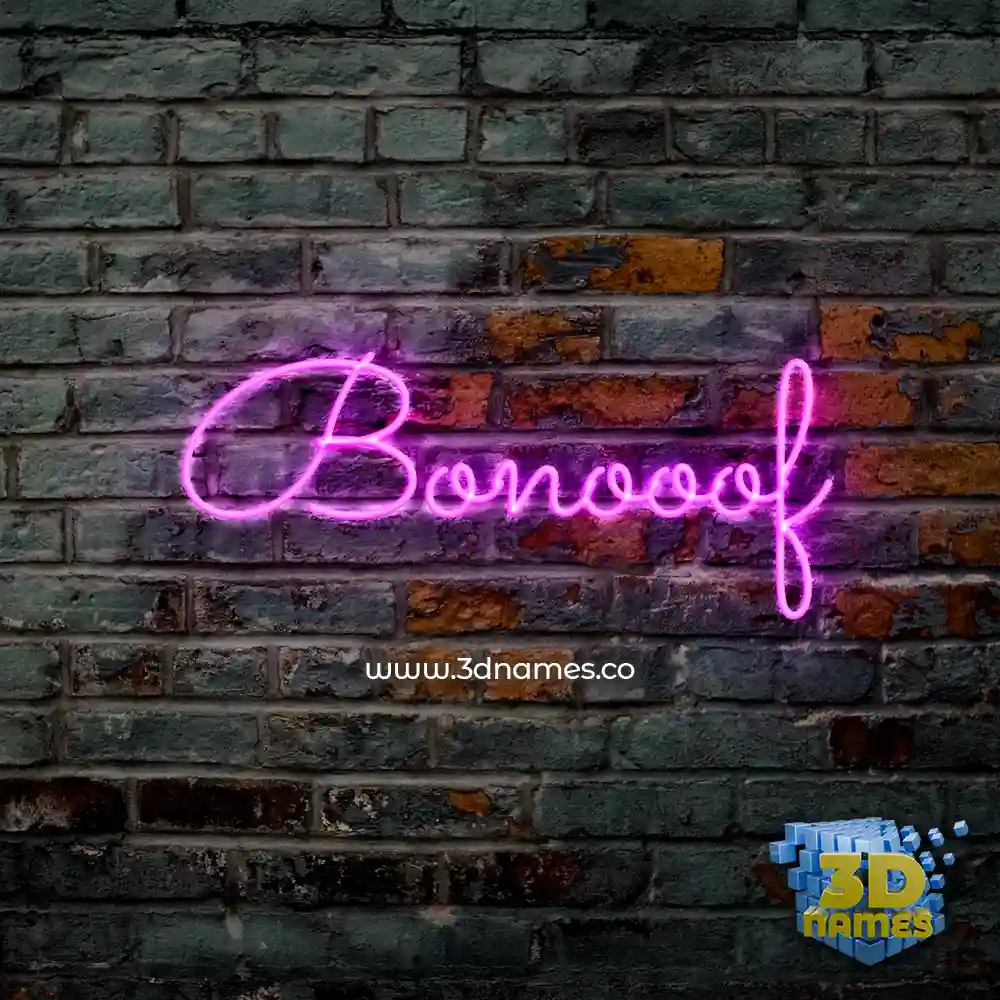 bonooof in Pink Neon style - 3D name wallpaper