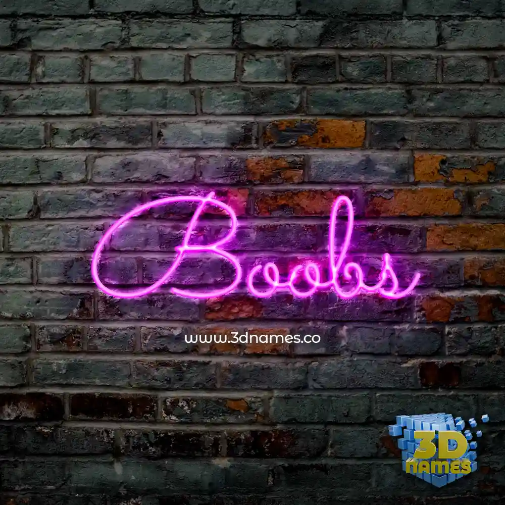 boobs in Pink Neon style - 3D name wallpaper
