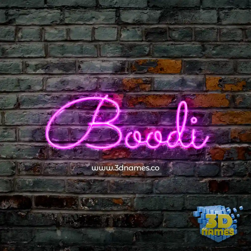 boodi in Pink Neon style - 3D name wallpaper