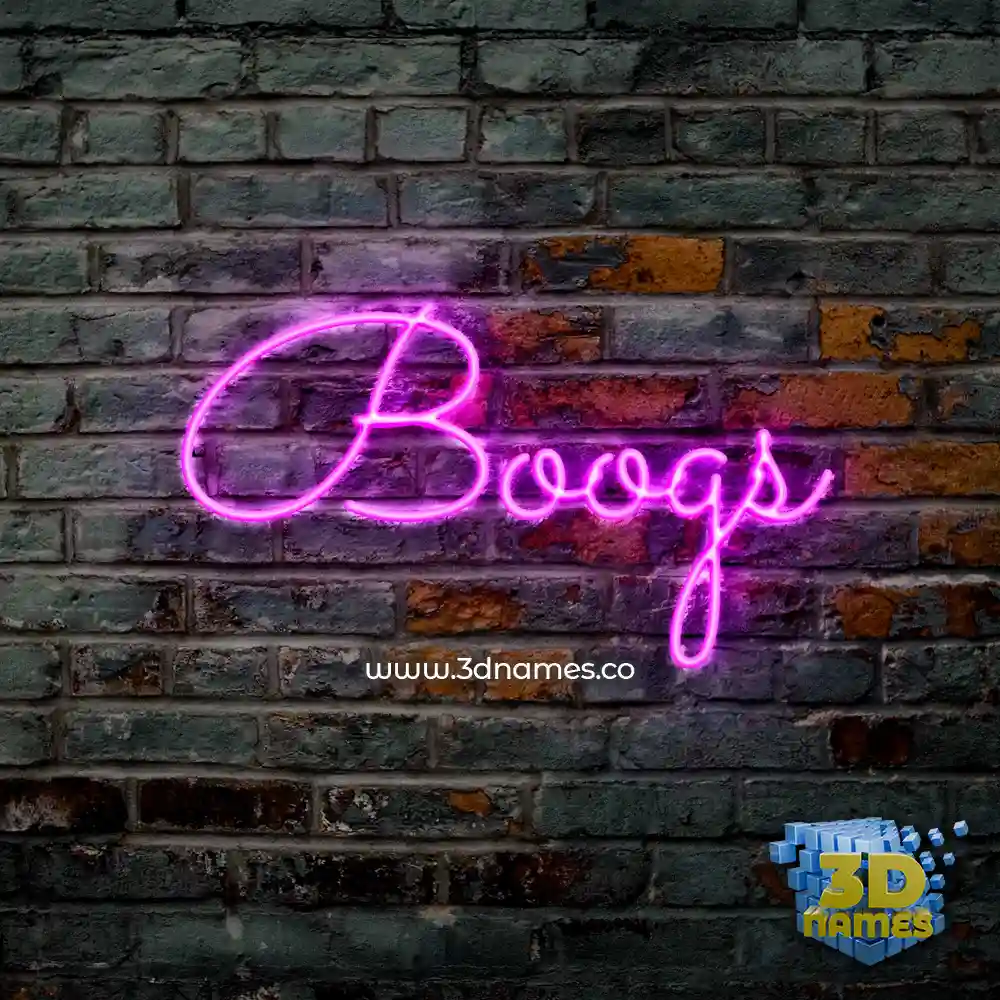 boogs in Pink Neon style - 3D name wallpaper