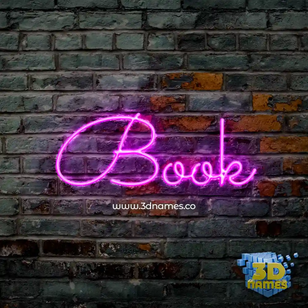 book in Pink Neon style - 3D name wallpaper