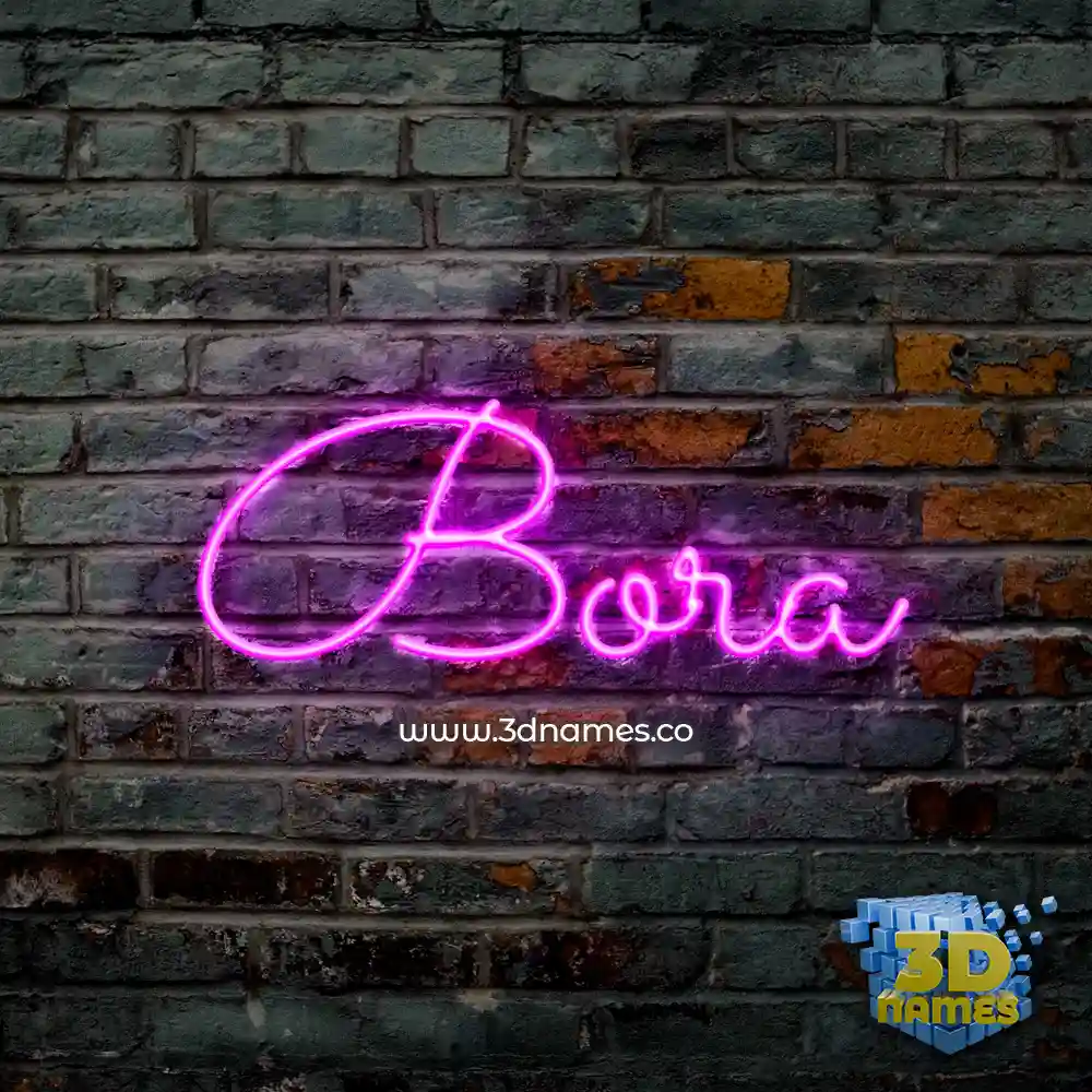 bora in Pink Neon style - 3D name wallpaper