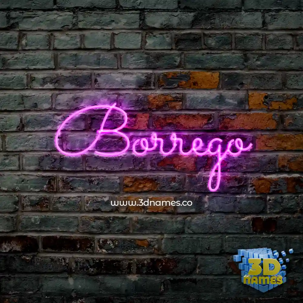 borrego in Pink Neon style - 3D name wallpaper