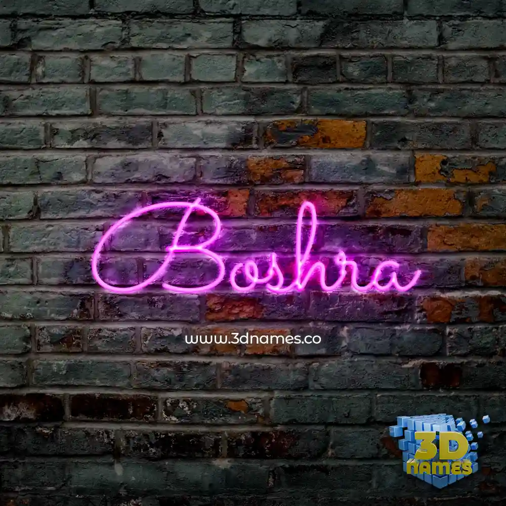 boshra in Pink Neon style - 3D name wallpaper
