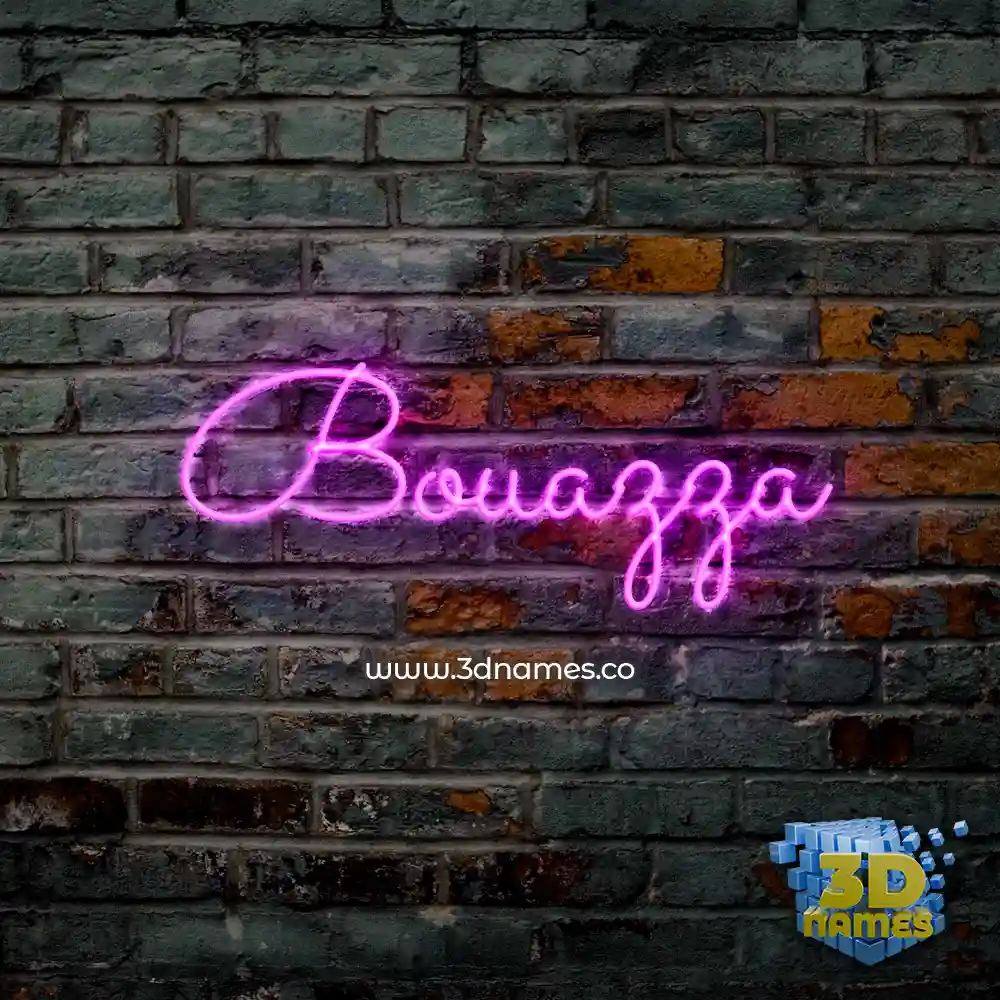 bouazza in Pink Neon style - 3D name wallpaper