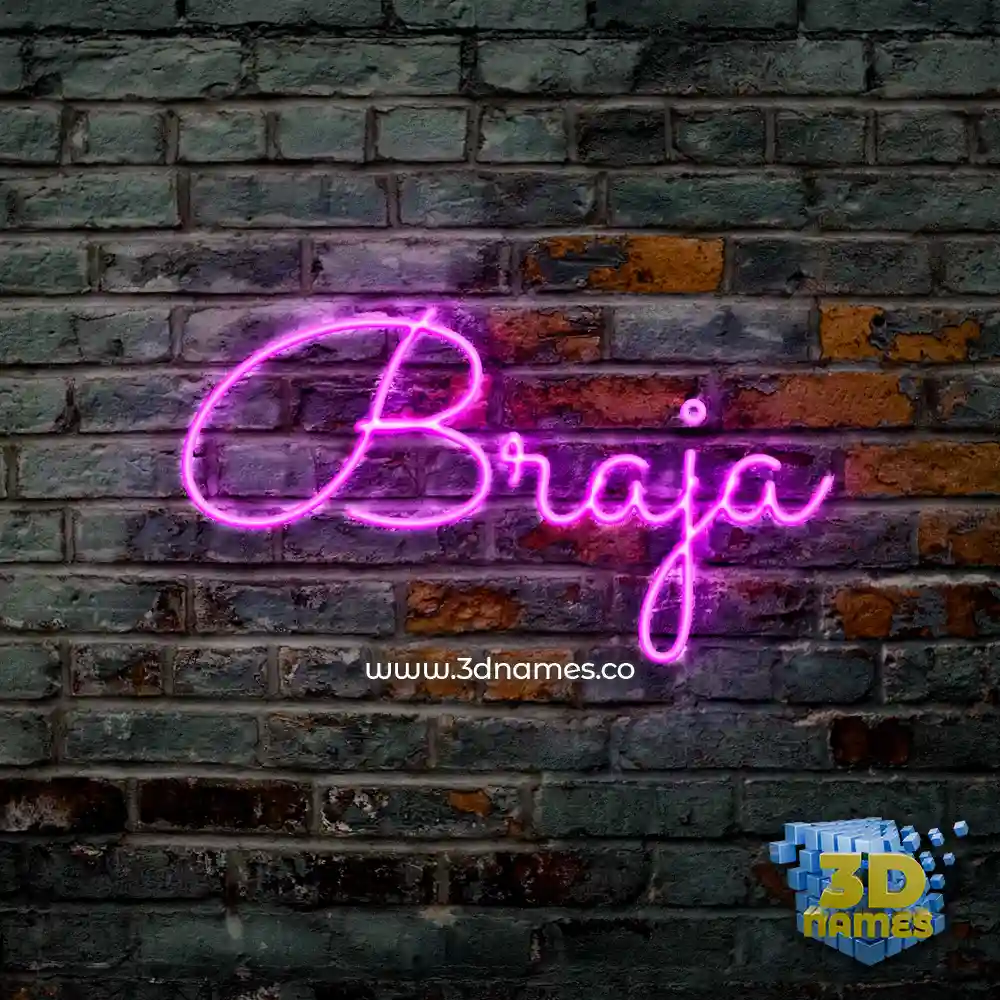 braja in Pink Neon style - 3D name wallpaper