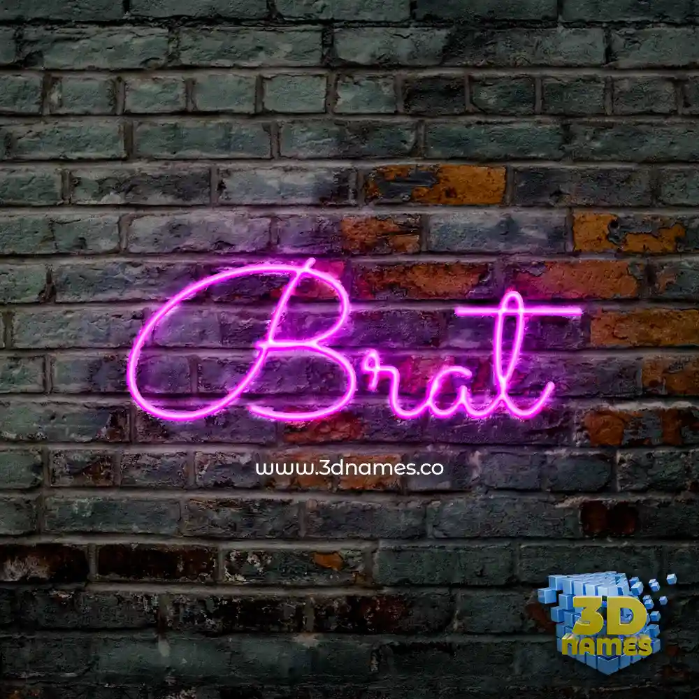 brat in Pink Neon style - 3D name wallpaper