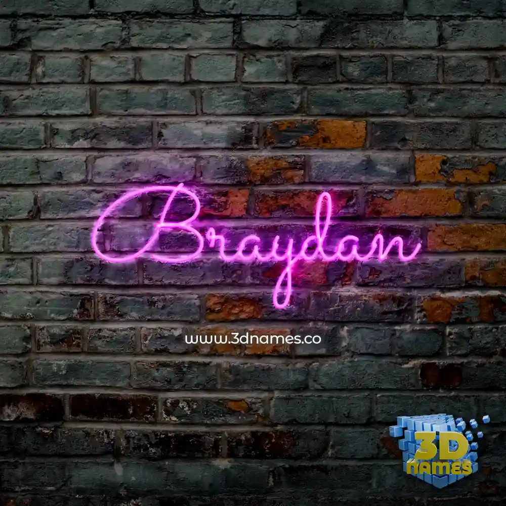 braydan in Pink Neon style - 3D name wallpaper
