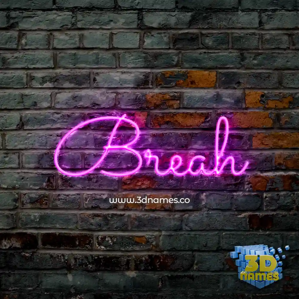 breah in Pink Neon style - 3D name wallpaper