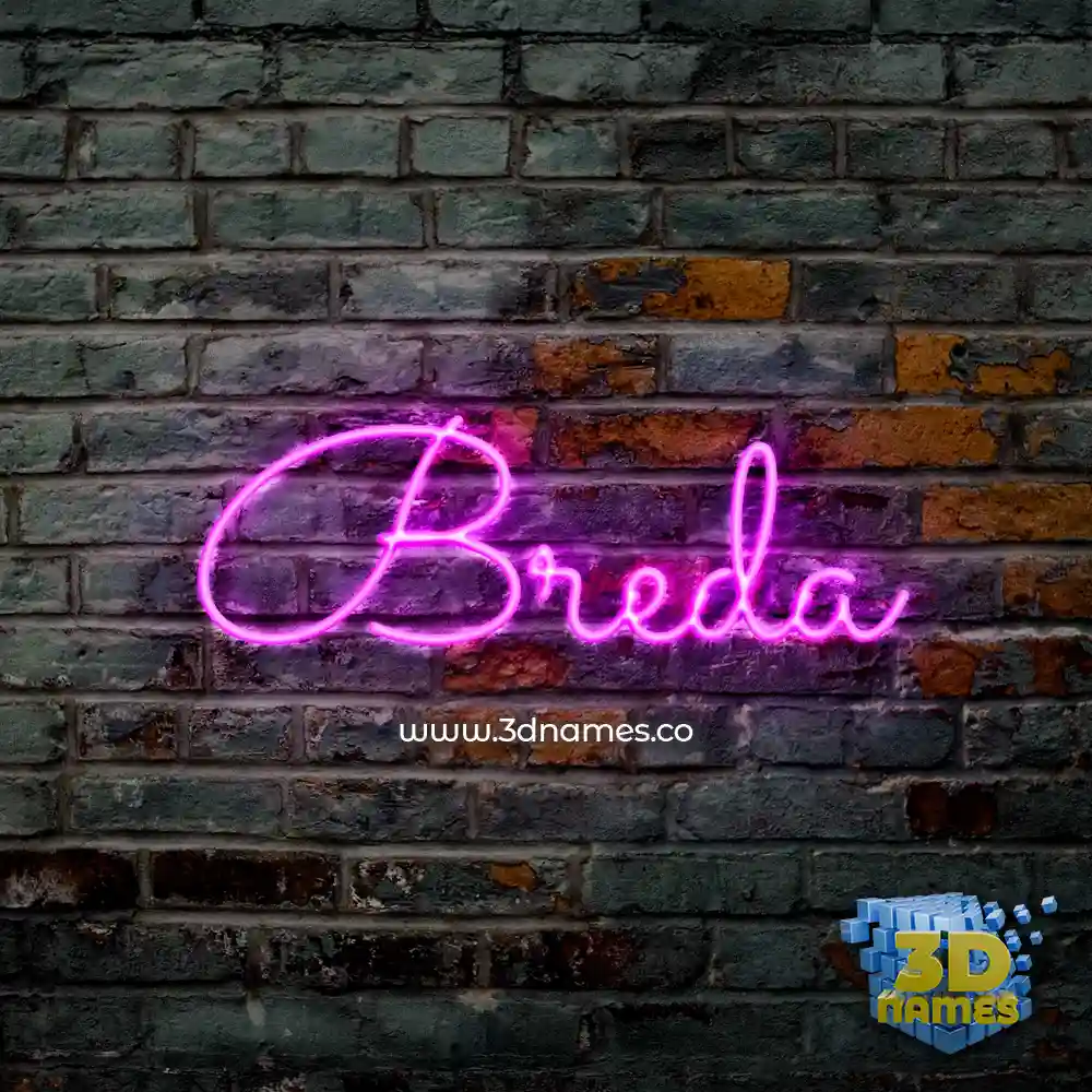 breda in Pink Neon style - 3D name wallpaper