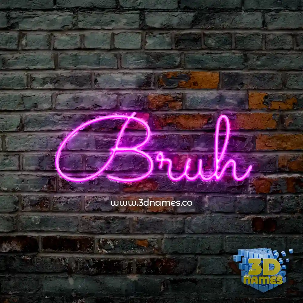 bruh in Pink Neon style - 3D name wallpaper