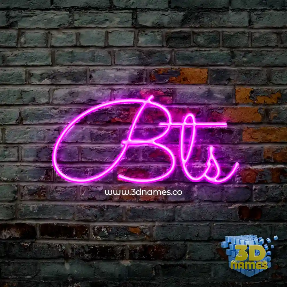 bts in Pink Neon style - 3D name wallpaper