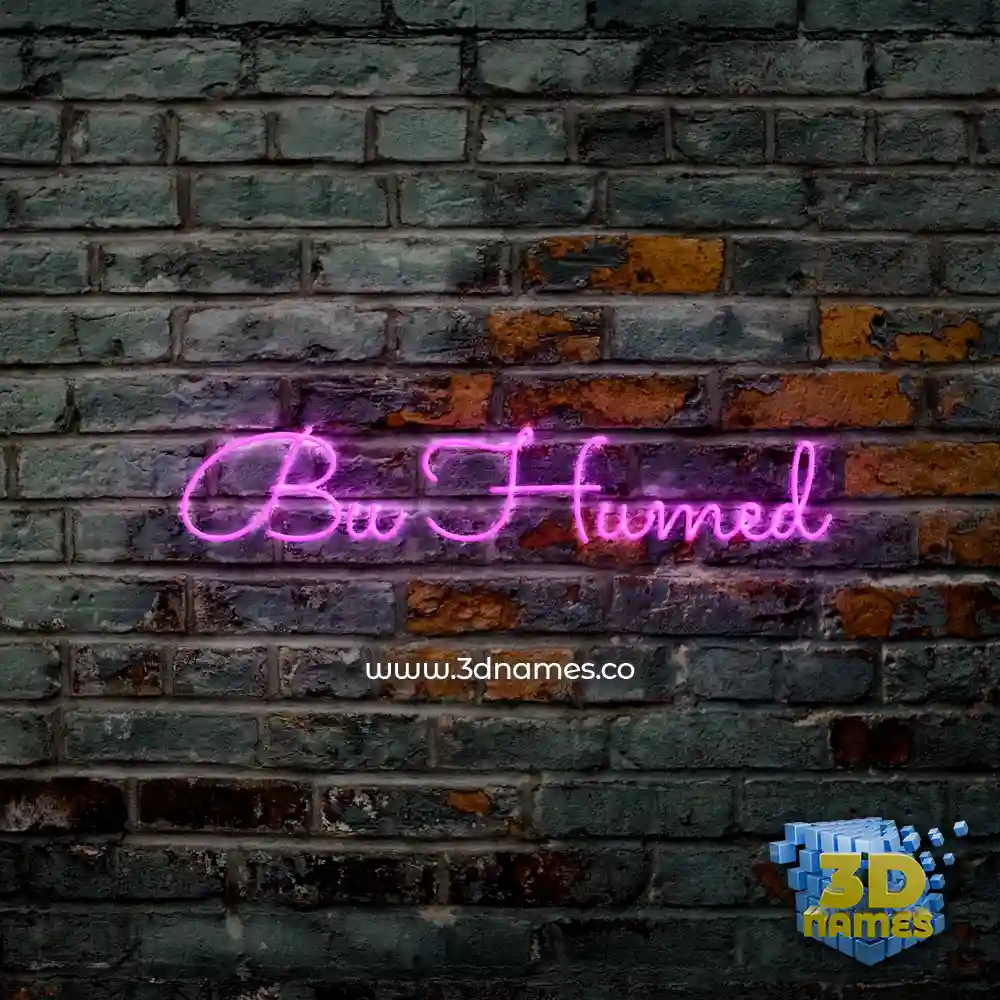 bu humed in Pink Neon style - 3D name wallpaper