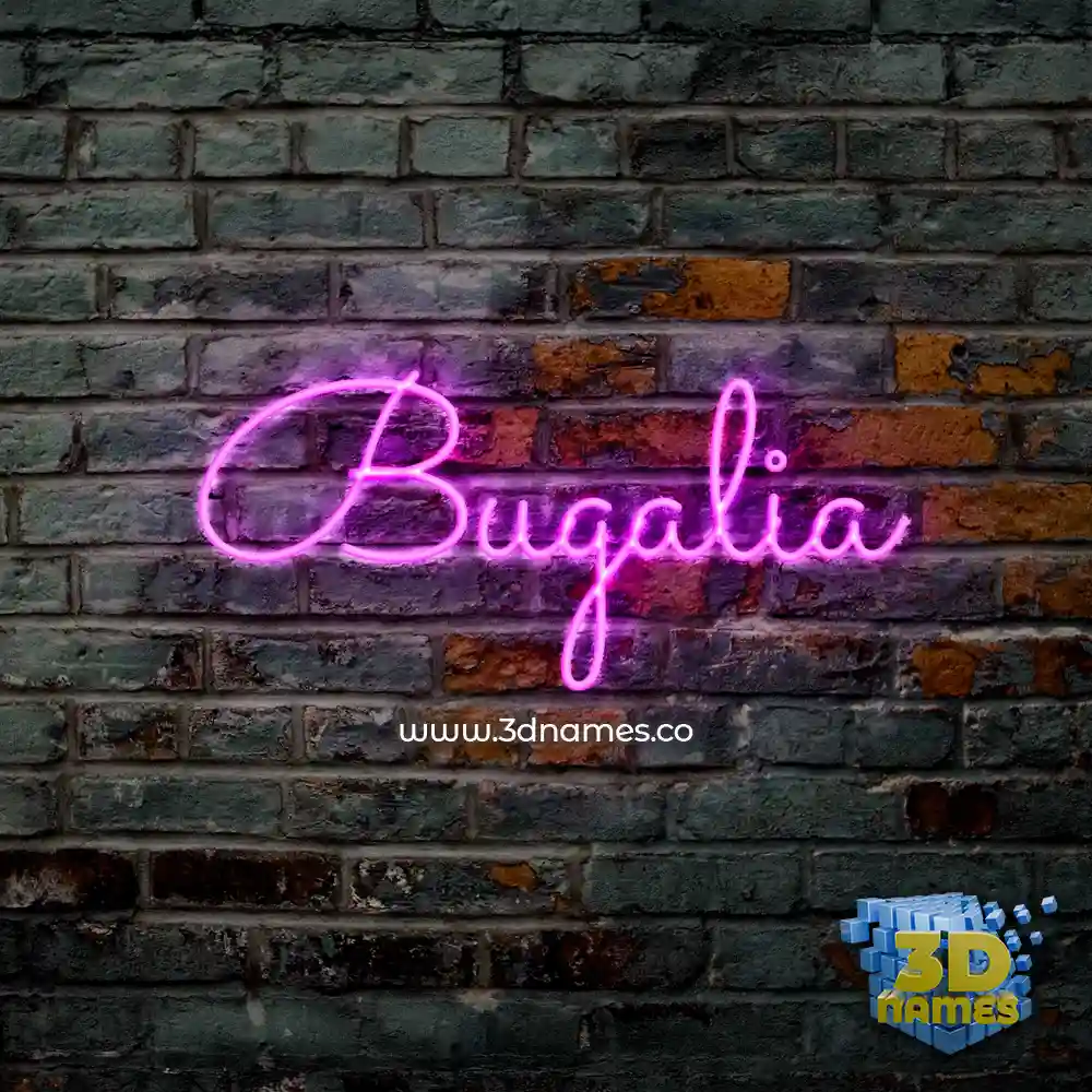 bugalia in Pink Neon style - 3D name wallpaper