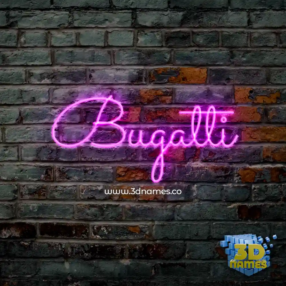 bugatti in Pink Neon style - 3D name wallpaper