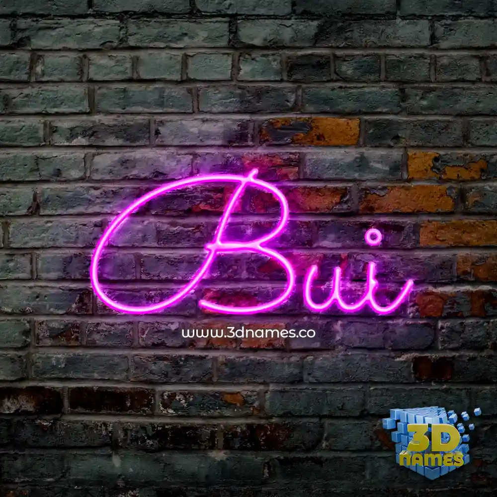 bui in Pink Neon style - 3D name wallpaper