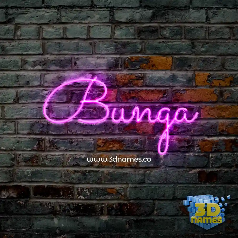 bunga in Pink Neon style - 3D name wallpaper
