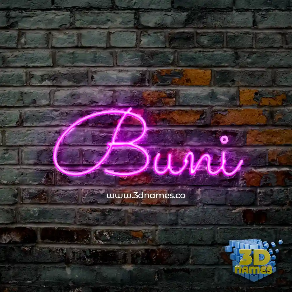 buni in Pink Neon style - 3D name wallpaper