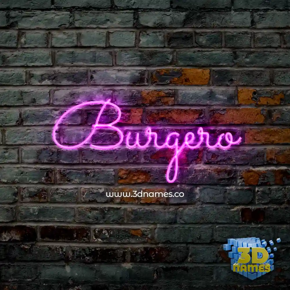 burgero in Pink Neon style - 3D name wallpaper