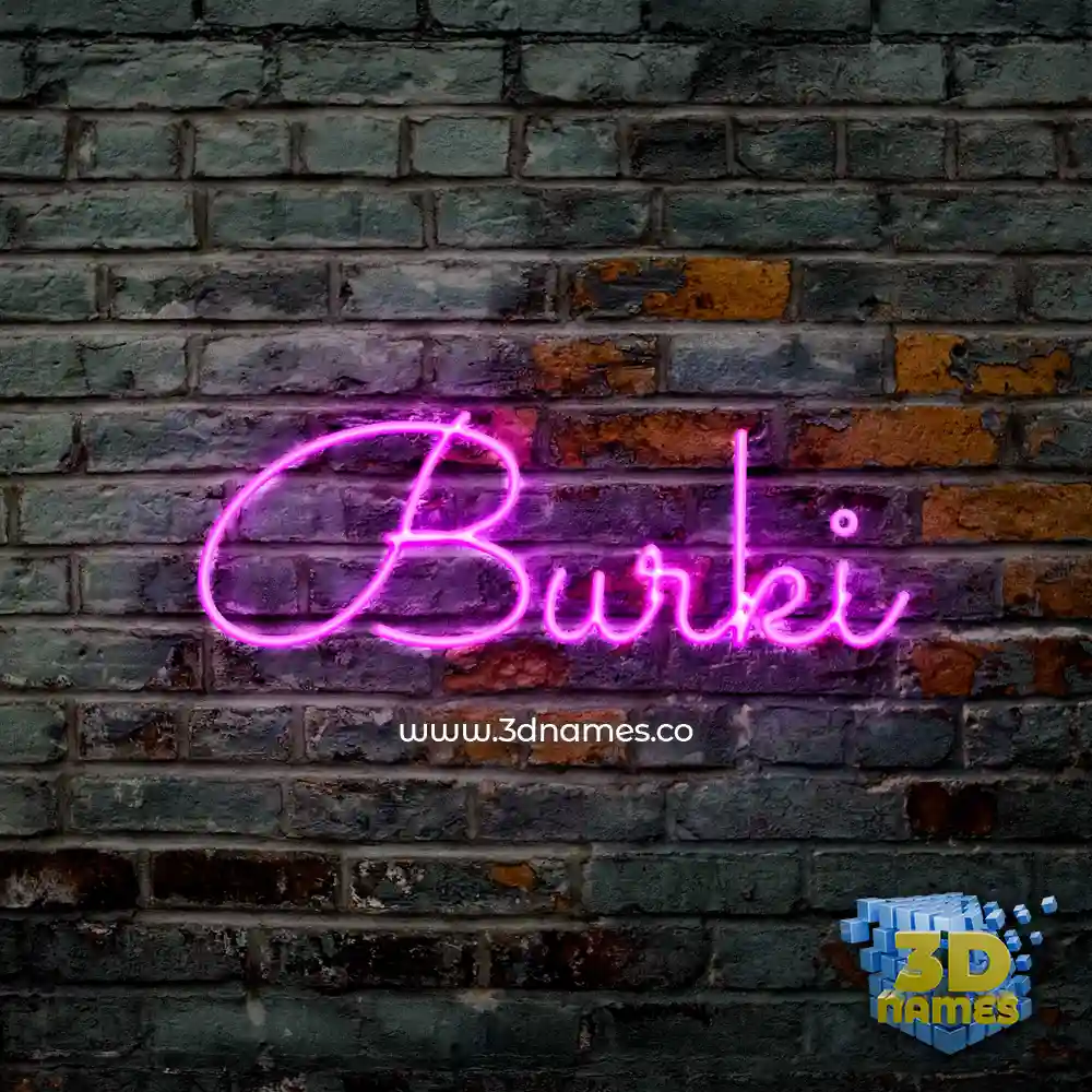 burki in Pink Neon style - 3D name wallpaper