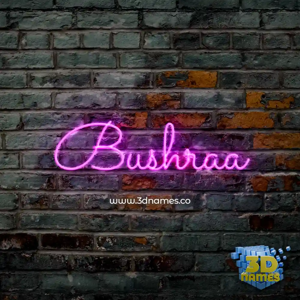 bushraa in Pink Neon style - 3D name wallpaper