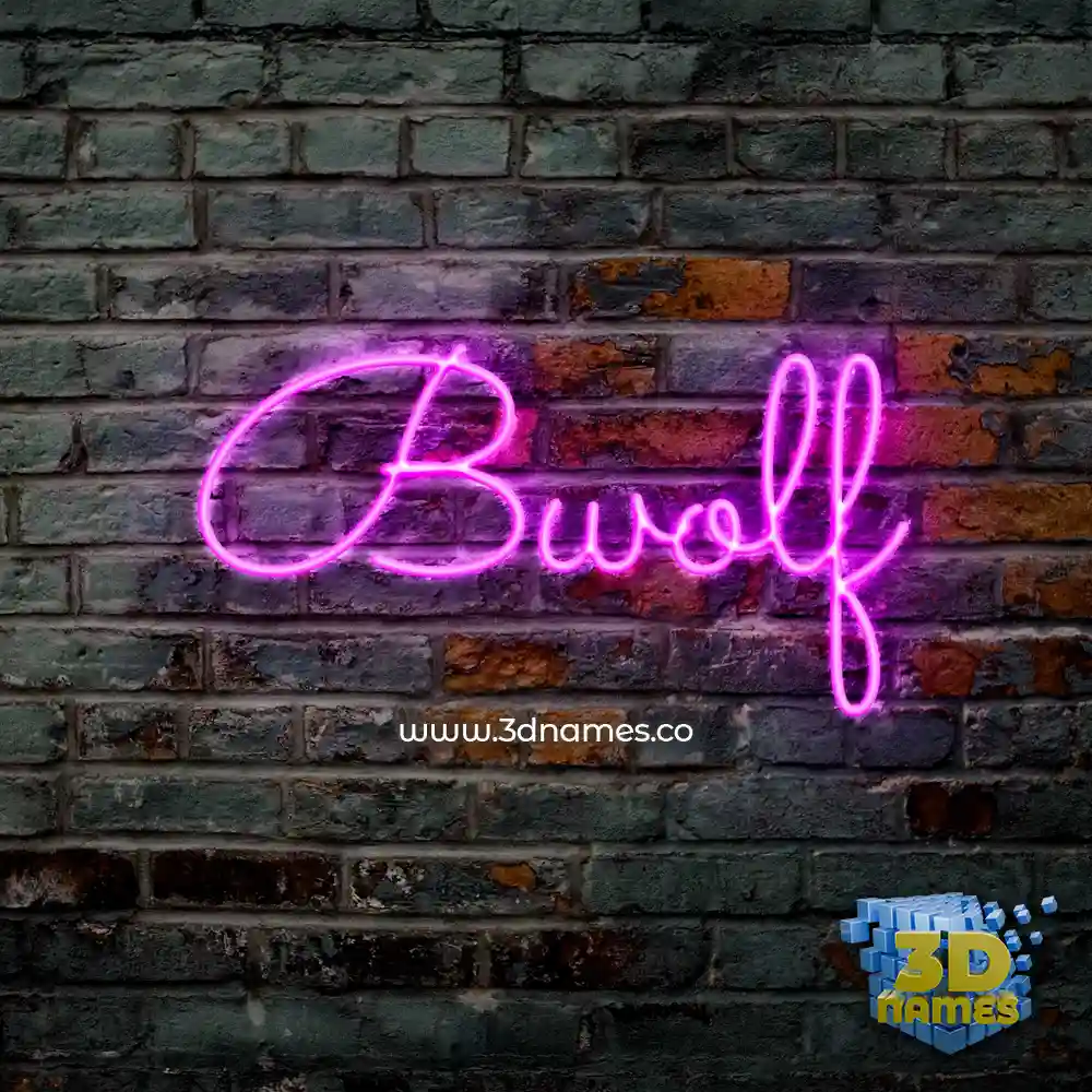 bwolf in Pink Neon style - 3D name wallpaper