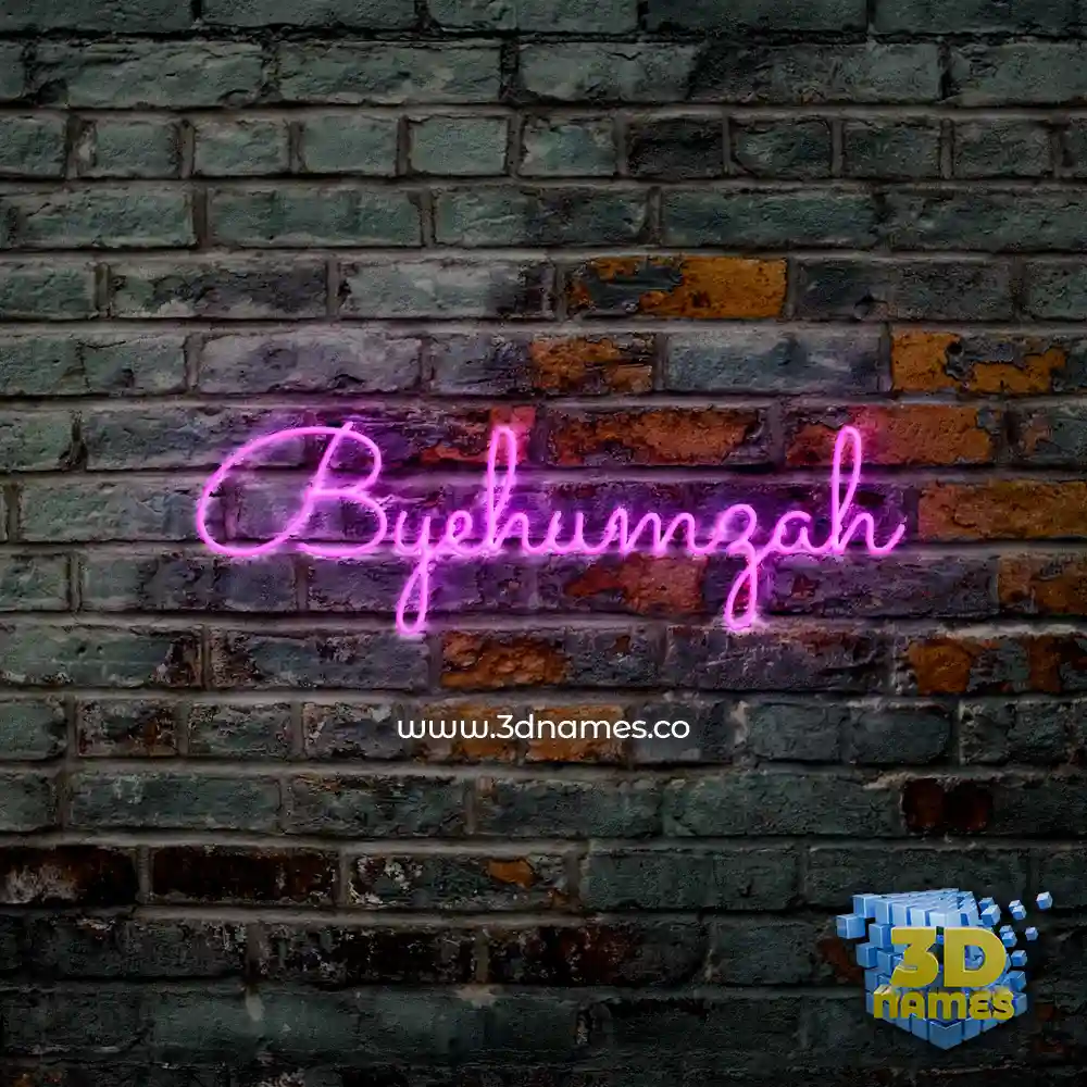 byehumzah in Pink Neon style - 3D name wallpaper