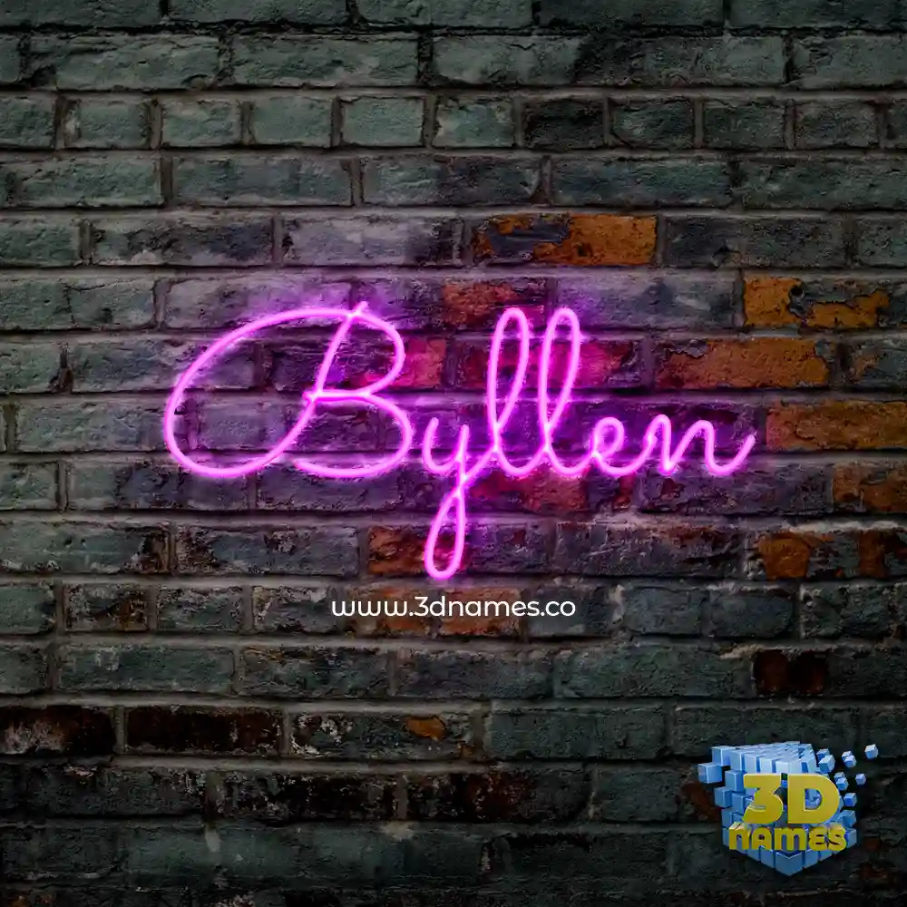 byllen in Pink Neon style - 3D name wallpaper