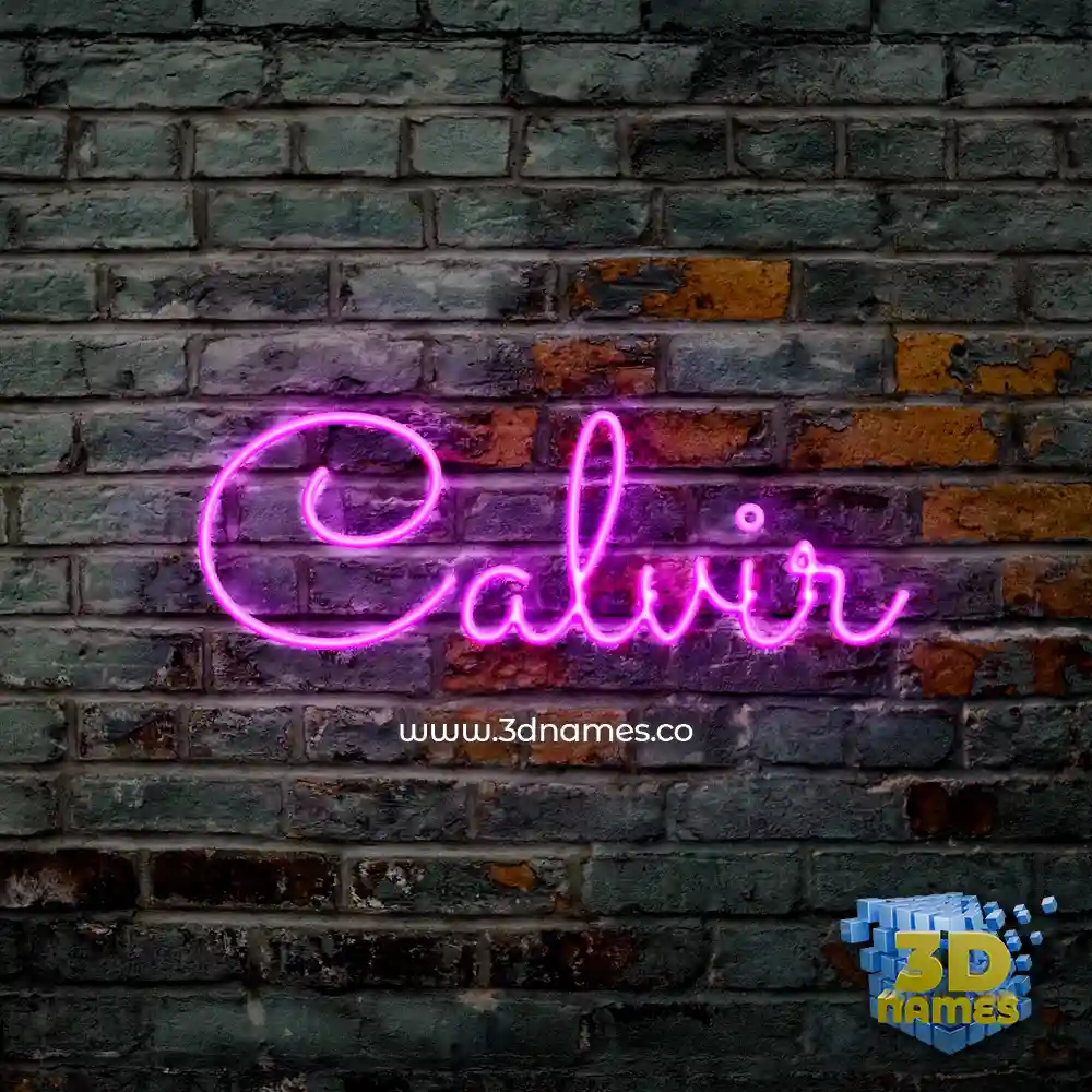 calvir in Pink Neon style - 3D name wallpaper