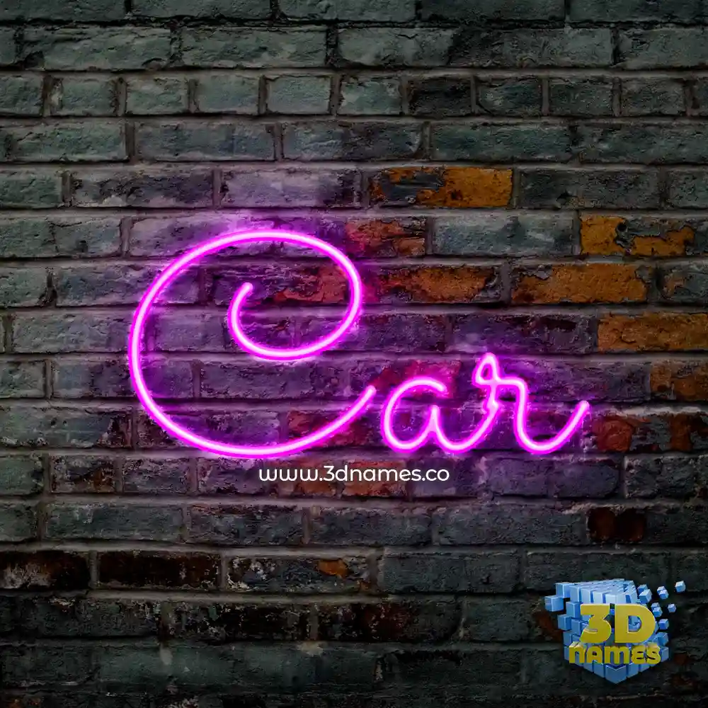 car in Pink Neon style - 3D name wallpaper