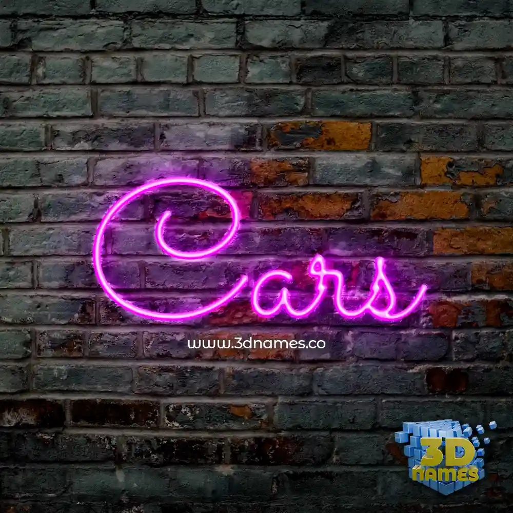 cars in Pink Neon style - 3D name wallpaper