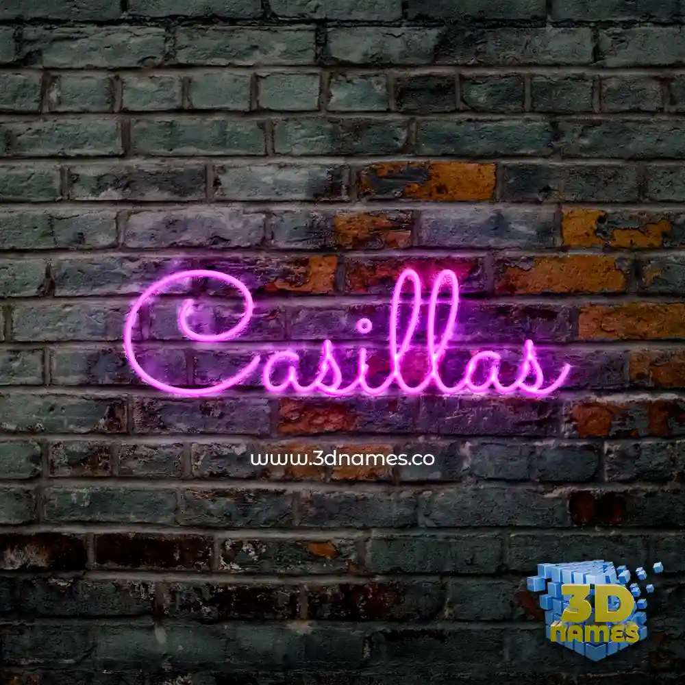 casillas in Pink Neon style - 3D name wallpaper